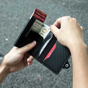 Casekey Carbon Fiber for Leather <b>Wallet</b> Quick Card Access <b>RFID</b> <b>Blocking</b> Slim Bifold Minimalist Credit Card Holder 6-8 Cards - Product Image 3