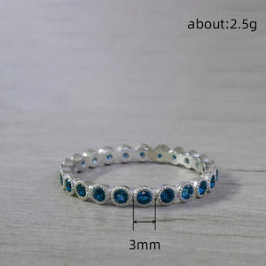 Anillos de Eternidad Q728, Plata 925, Cristal Azul con Engaste Pavé, Clásicos, Unisex, para Uso Diario, Joyería Fina - Product Image 4