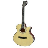Guitarra Acústica Tamaño Completo, Tapa de Abeto, Diapasón de Palisandro, 6 Cuerdas, Clavijas de Afinación Totalmente Cerradas para Práctica
