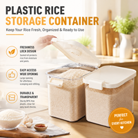 New-design Rectangular Plastic Rice Storage Container Home Use Large 20-Pound Sealed Insect-Proof Moisture-Proof Container