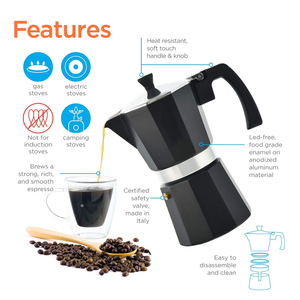 Cafetière Moka 6 tasses italienne de haute qualité personnalisée Design en aluminium Cuisinière de café expresso Cafetière Moka Pot - Product Image 2