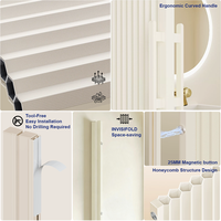 Cortina de Ducha Magnética Plegable de 51 Pulgadas, Sin Rieles, Sin Perforaciones, Tejido de Punto, Impermeable, Diseño de Panal, Separador para Hogar y Hotel
