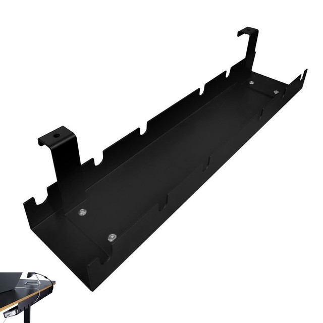 Custom OEM Heavy Duty Under Table Cable Management Tray Metal Wire Cord Organizer With Mounting Accessories