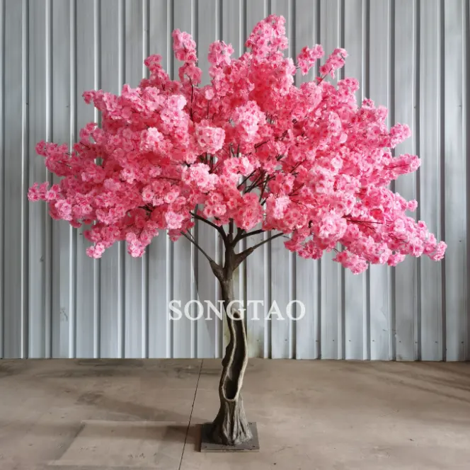 2.M家の装飾グラスファイバートランク高級屋内植物桜の木小さな木