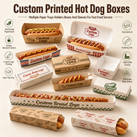 Boîte à hot-dogs avec plateau ouvert, en papier résistant à la graisse, emballage alimentaire pour la restauration rapide, vente en gros pour les boulangeries, les cafés et les comptoirs.