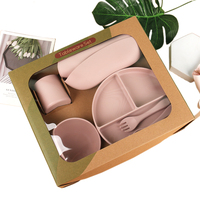 Ensemble de 6 pièces d'assiettes et bols en silicone personnalisés pour bébés et tout-petits, avec ventouse et poignée, sans BPA, motif animal, pour la diversification alimentaire
