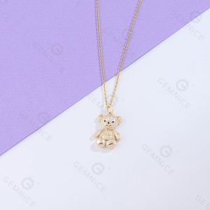 Gemnel 925 argento <span class=keywords><strong>orsacchiotto</strong></span> <span class=keywords><strong>collana</strong></span> in oro 14K 925 argento CZ simbolo di amore e Comfort delicato gioielli regalo - Product Image 5