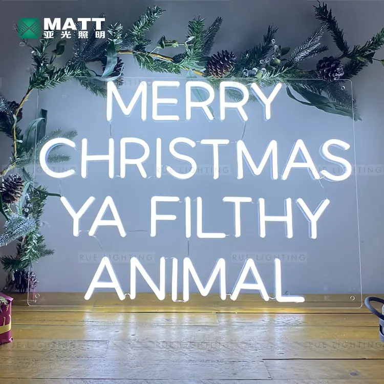 Matt dropshipping nessun MOQ forniture per decorazioni natalizie impermeabili personalizzato acrilico neon word lights merry Christmas sign