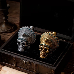 Silbato de Calavera Azteca Hecho a Mano de Arcilla, Sonido de Grito de Fantasma, Regalo de Halloween con Cordón y Bolsa de Almacenamiento - Product Image 3