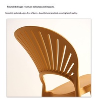 Chaise de salle à manger en plastique avec dossier épaissi, moulée d'une seule pièce, design éventail creux, pour la maison et les restaurants, style minimaliste