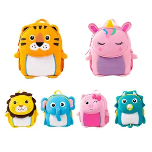 도매 네오프렌 동물 어린이 학교 가방 어린이 3D 귀여운 부드러운 분실 방지 배낭 가방 소년 유치원 보육 가방
