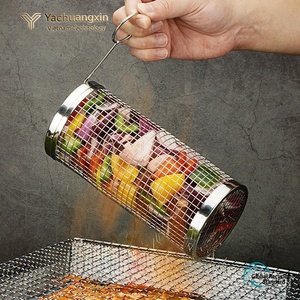 Barbecue d'extérieur en acier inoxydable, cage de cuisson, grill de camping, capot de fumée, panier roulant portable pour barbecue - Product Image 4
