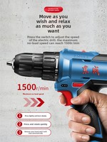 Taladro Inalámbrico Sin Escobillas de 16V, 38Nm, con Batería de Iones de Litio de 2000mAh, Cargador, 24 Brocas, Caja de Herramientas, Certificación CE FCC, para Venta al Por Mayor