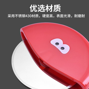 Roller Cutter Stainless Steel Round Single Wheel Pizza Cutter Red Non Slip Home Use 10 In Length - Product Image 3