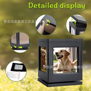 Pet Cremation <b>Urn</b> Square Black Wood Rotatable With Paw Print Design For Dogs And <b>Cats</b> - Product Image 3