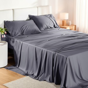 4PCs Cooling Breathable 300tc Bed Set 100% Bamboo Fiber <b>Sheets</b> <b>Queen</b> <b>Size</b> Deep Pocket Stitching Home Hotel Use - Product Image 1