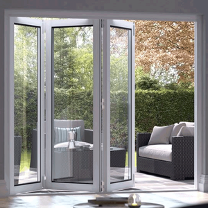 Porte pliante élégante en PVC blanc avec inserts en verre givré, étanche, gain de place, porte coulissante accordéon intérieure pour cuisine - Product Image 2