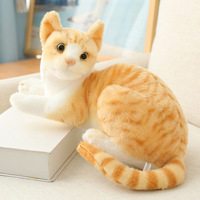 Jouets mignons doux en peluche, jouets populaires en peluche siamois, chat orange réaliste assis et couché, jouets pour enfants