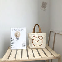 Nouveau Sac Fourre-tout Mini en Toile pour Femme Style Instagram 2026 avec Logo Visage d'Ours – Design Mignon et Délicat
