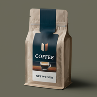 Sacs d'emballage de café impression personnalisée fond plat odeur preuve de qualité alimentaire Double paquet zip-lock café sacs d'emballage alimentaire