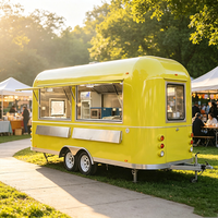Camionnette alimentaire mobile de rue à prix abordable, petite remorque ronde pour hot-dogs, café et restauration rapide, idéale pour la vente en mobile.