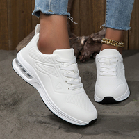 Chaussures de course ultra-légères et polyvalentes à coussin d'air de couleur unie pour unisexe, chaussures décontractées imperméables et brillantes
