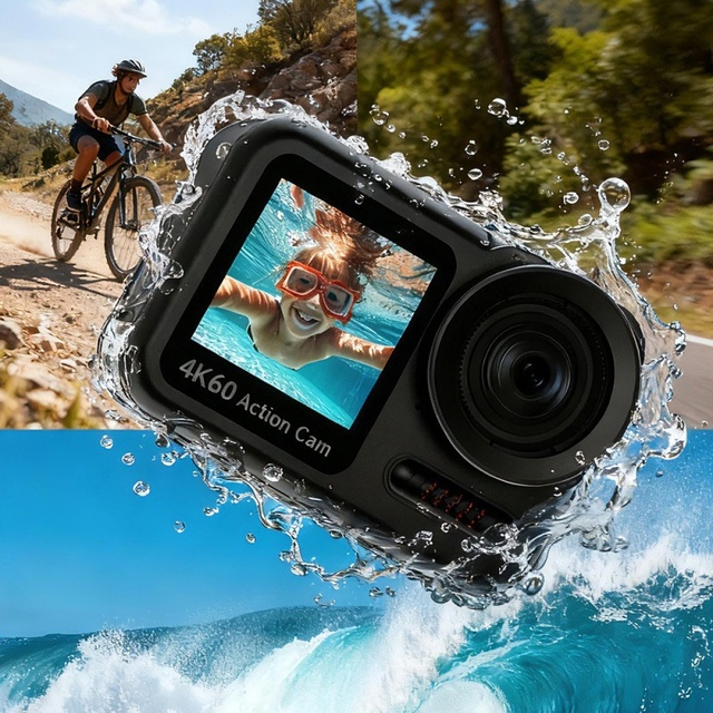 US PLUG Waterproof Wide Angle 4K HD Action Camera 2.0-inch Dual Front-and-back Color Screens 150 Wide Angle Outdoor Sports