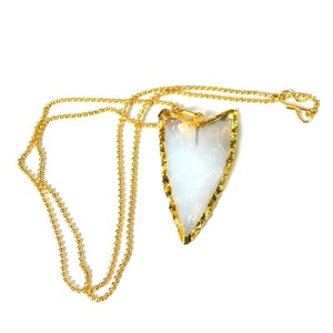 Collier galvanisé à tête de flèche en verre Aqua, bijou en vrac, acheter des boutons de flèche - Product Image 1