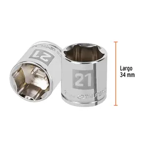 BOX 6 <b>21mm</b> <b>Socket</b>, 6 Points, 3/8" Drive, TRUPER - Product Image 3