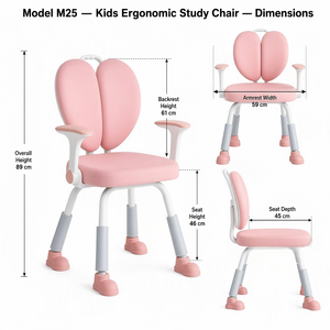 <span class=keywords><strong>Chaise</strong></span> d'apprentissage ergonomique pour enfant, réglable en hauteur, pour la maison et l'école, avec double soutien lombaire - Product Image 2