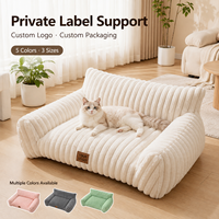 Canapé-lit pour animaux de compagnie OEM en velours côtelé, housse amovible et lavable, apaisant, confortable, épais, antidérapant, coussin doux pour chats et chiens