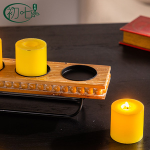 Chandelier en bois massif de style vintage, à cinq trous, de forme ovale, décoration d'intérieur, porte-bougie de table, d'inspiration zen - Product Image 5