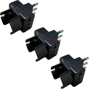 Adaptador Gloca Schuko de 3 Tomas, 16A, Enchufe Negro, Estándar Italiano, 230V, Plástico - Product Image 1