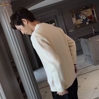Nouveau cardigan en soie pour homme, style coréen, tendance, double fermeture éclair, anti-plis, coupe ajustée, col rond, couleur unie, printemps-automne