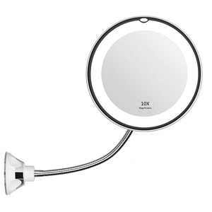 Venta al por mayor redondo cuello de cisne Flexible de baño espejo de Led 360 grados de rotación 10X espejo de aumento - Product Image 1