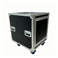 Valise de transport OEM 12U texturée grain de litchi, bleu zinc, avec portes coulissantes latérales, rainures d'empilage encastrées et plateau porte-étiquettes