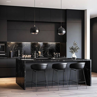 Meubles de cuisine en Formica, sur mesure, en bois massif de frêne de luxe, charnières à fermeture douce, plan de travail en quartz, évier, robinet, marbre