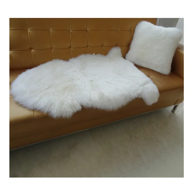 Alfombra de piel de oveja australiana para uso doméstico, Color blanco, segura, para sofá