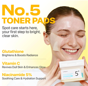 Pads Tonifiants Concentrés No5 au Glutathion et aux Vitamines, Éclaircissants et Correcteurs de Taches Brunes pour le Visage - Product Image 2