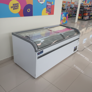 Congélateur îlot europé<span class=keywords><strong>en</strong></span> pour supermarché, à couvercle coulissant ouvert <span class=keywords><strong>en</strong></span> hauteur, pour affichage combiné d'aliments surgelés <span class=keywords><strong>en</strong></span> sac et de viande - Product Image 1