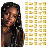 50 Stück Metall-Dreadlock-Manschetten, verstellbare Zopfringe, hohle Loc-Tube-Perlen, Haarschmuck für Damen, Twists, Locs, Frisur