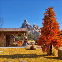Pohon Cypress dan Pohon Sequoia NINI untuk Taman, Ornamen Lanskap Daun Maple LED Tahan Air untuk Luar Ruangan dengan Daun Berwarna Hangat