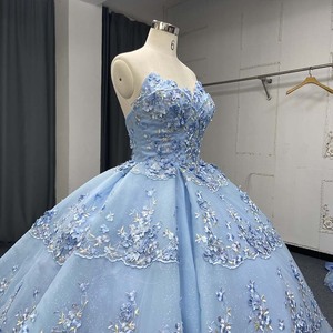 Lsany281 Elegante Vestido de Quinceañera Azul Cielo con Apliques Florales en Capas, Vestido Brillante para Fiesta de Graduación o Cumpleaños Jancember - Product Image 5