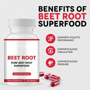 OEM Marque Privée Biologique 1200mg Capsules de Betterave Riche en Vitamines Alimentaire en Gros Poudre d'Extrait Pur de Racine de Betterave pour Adultes - Product Image 2