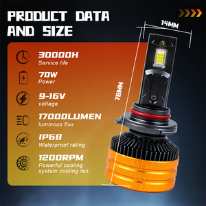 ไฟรถยนต์ LED กำลังสูง 140W 17000lm สว่างพิเศษ ท่อทองแดงคู่ H7 Luces Led Auto H4 H11 ไฟหน้า LED - Product Image 6