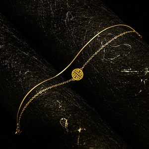Bracciale Regolabile in Acciaio Inossidabile a Due Strati con Charm Rotondi in Oro 18K/Argento/Oro Rosa, Non Allergizzante, per Donne - Product Image 2