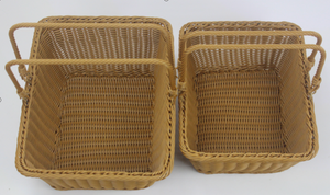 Plateau de service en <span class=keywords><strong>rotin</strong></span> rond en osier pour pain aux fruits Panier de service tissé à la main avec poignées Panier de rangement tissé pour restaurant naturel - Product Image 4