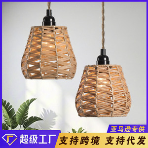 โคมไฟหวายทอแบบแขวน E27 หลอดไฟ LED ทรงกลมสีน้ำตาล ติดตั้งง่าย สำหรับห้องนั่งเล่น ห้องนอน ตกแต่งร้านอาหาร - Product Image 5