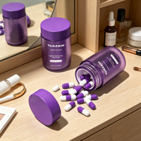 Flacon en verre vide de luxe à double paroi rond de 100 ml, 150 ml, 180 ml pour emballage de capsules de suppléments vitaminiques avec bouchon en plastique