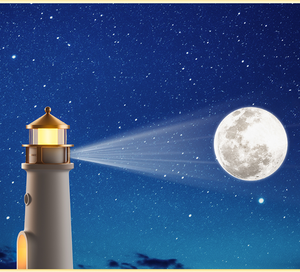 Lámpara de Proyección Faro Luz de Luna LED USB Recargable, Luz Nocturna Romántica Blanca Cálida, Diseño Costero, Regulable, Alto CRI 90 - Product Image 6